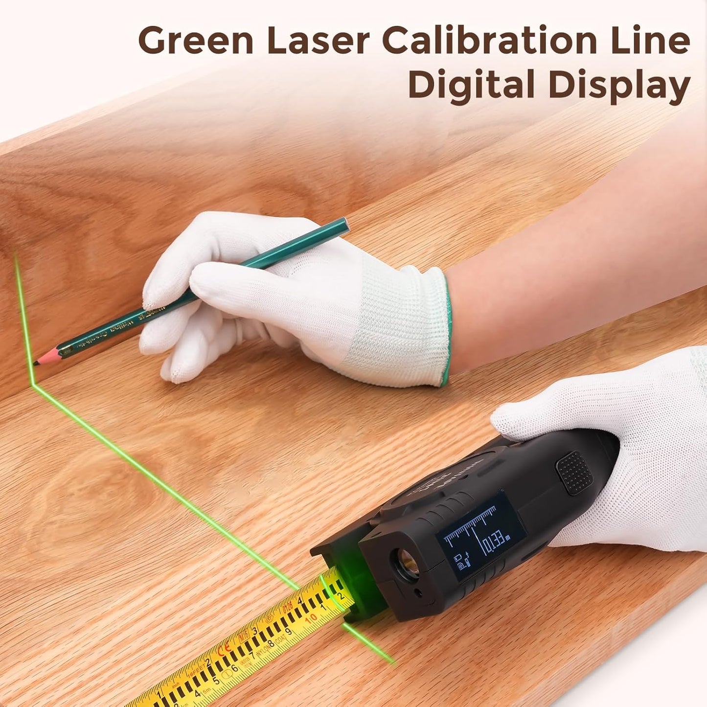 LUNYEE 393Ft Digital Tape Measure with Laser - 3-in-1 Recharge Electronic Laser Measuring Tape with Tape Measure 16Ft OLED Display M/in/Ft Unit Switch Area/Volume/Pythagorean.Class II Laser